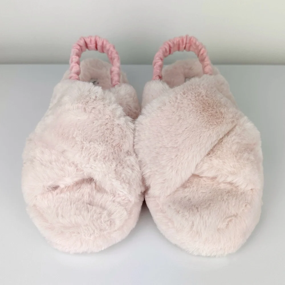 Treasure & Bond Girls Addie Faux Fur Slingback Slippers Pink Size 4